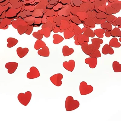 Image of Red Heart Confetti Glitter Sprinkles for Party Table Scatters Decoration Valentine&#039;s Day Wedding Anniversary Engagement Festival Supplies Metallic Foil 45g 1.6OZ 1200Pcs