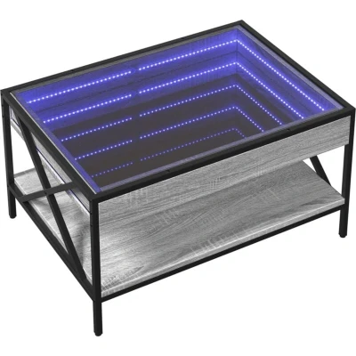 Image of vidaXL Coffee Table with Infinity LED Grey Sonoma 70x50x38 cm