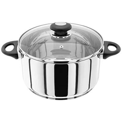 Image of Judge Essentials HP37 Stainless Steel Large Casserole with Twin Handles 24cm 4.3L Induction Ready, Oven Safe, Dishwasher Safe