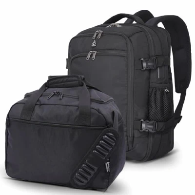 Image of Aerolite 40x30x20 Wizz Air Maximum Size Cabin Bags with 5 Year Guarantee Foldable Carry On Premium Bag Holdall Small Lightweight Luggage Under seat Flight Travel Duffel (Backpack + Holdall)