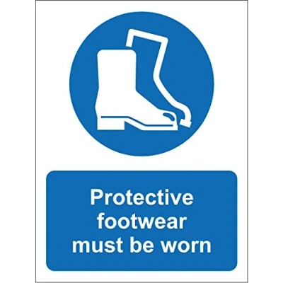 Image of Protective footwear must be worn safety sign 1.2mm rigid plastic 400mm x 300mm