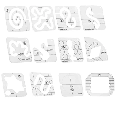 Image of 11 PCS Free Motion Quilting Template Set Domestic Sewing Machine Transparent Templates Ruler Series 5 for DIY Acrylic