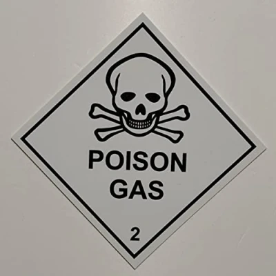 Image of Dangerous Substance Labels Poison Gas Safety Sign Self Adhesive Sticker 100mm x