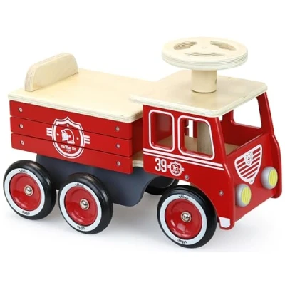 Image of Vilac VIL1126R Porteur pompiers truck Ride On Fire Engine Firetruck, 4 Red, L