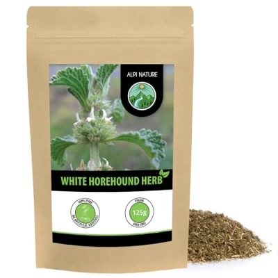 Image of White Horehound herb (125g, 4.4oz), Cut, Gently Dried, 100% Pure and Natural for The Preparation of Herbal Tea, Tea