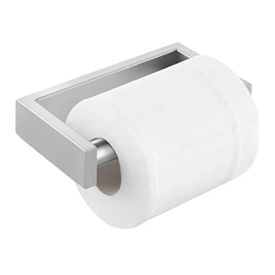 Image of KES Toilet Roll Holder Wall Mounted, Spring Loaded Paper 18/8 Stainless Steel Loo Brushed, A23075 2