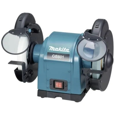 Image of Makita GB801 bench grinder 2 discs 3450 RPM 550 W GB801, discs, Black, Cyan, RPM, W, 20.5 cm, 1.59 cm
