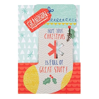Image of Hallmark Grandson Christmas Card &#039;Great Stuff&#039; Medium