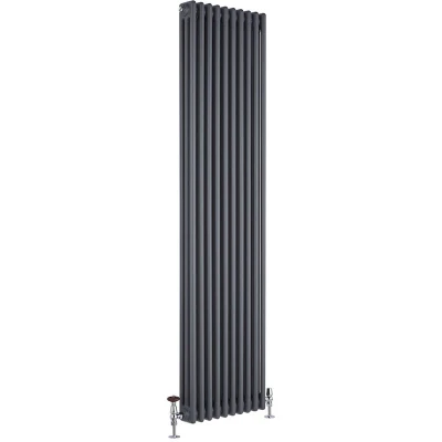 Image of Milano Windsor Anthracite Cast Iron Style Vertical Triple Column Radiator 1800mm x 470mm