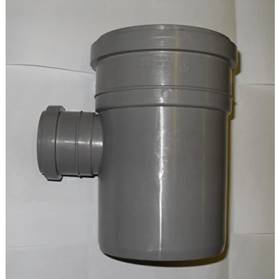 Image of Soil Pipe 110 mm Branch with 90 Degree 50 Inlet Push Fit Sewerage Grey