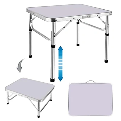Image of Folding Tables 2ft Picnic Table with 2 Adjustable Height 10&quot;/22&quot;, Fold Up Camping Outdoor Bench Dinning Table, Small Bed Working from Home Sofa Study Lightweight Eeasy to Store