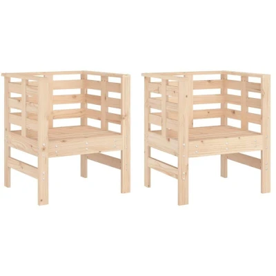 Image of vidaXL Garden Chairs 2 pcs 61.5x53x71 cm Solid Wood Pine
