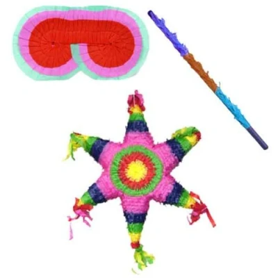 Image of PARTYRama Mexican Star Pinata Kit Includes Pinata,Pinata Buster,Pinata Blindfold