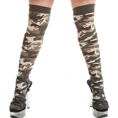 Image of Crazy Chick® Ladies Thigh High Over The Knee Socks Army Camouflage Armed Force Style Camo 4 6