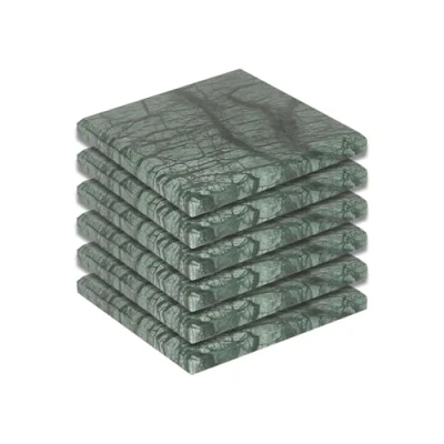 Image of 6x Square Marble Coasters 10cm Green By Argon Tableware