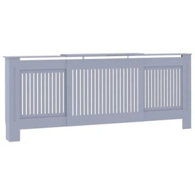 Image of vidaXL MDF Radiator Cover, Adjustable Length, Slatted Design, shelf, Modern Home Decor, Functional Living Room Furniture Grey