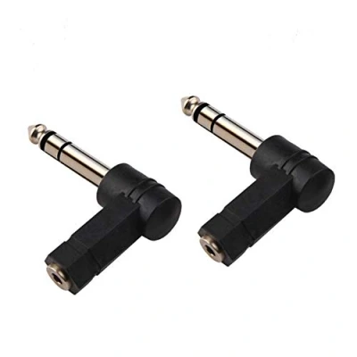 Image of 1/4 Inch TRS to 3.5mm Right Angle Adapter,6.35mm male female 90 degree Stereo Headphone Audio Adaptor Converter Connector