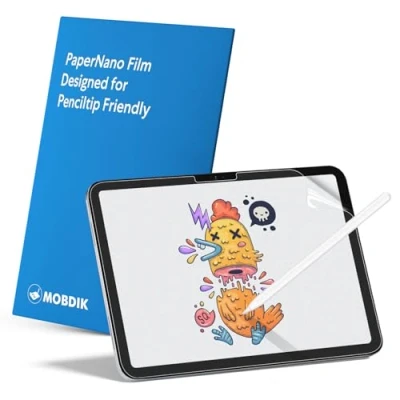 Image of MOBDIK 2 Pack Paper Screen Protector Compatible with iPad 10th Generation (10.9 inch, 2022), Crafted for Natural Writing, Apple Pencil, Easy Installation Kit