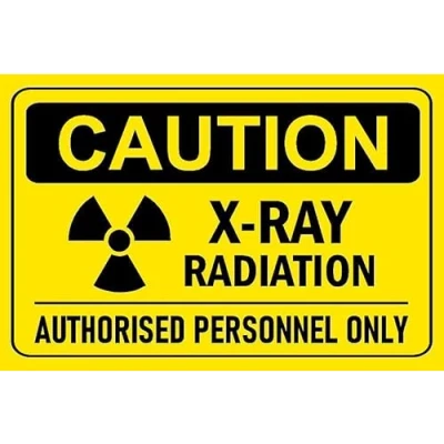Image of Caution, x ray radiation, authorised personnel only, safety sign 1mm flexible Plastic (200mm 150mm)