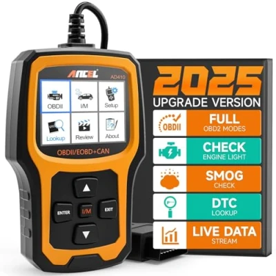Image of ANCEL AD410 Enhanced OBD2 Scanner Code Reader Car Diagnostic Tool, Check Engine Light Fault Scan Tool for All OBDII After 1996 (Black/Yellow)