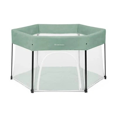 Image of Ickle Bubba Fiesta Pop Up Playpen Quick 30 Second Setup, Breathable Mesh Sides, Padded Playmat &amp; Compact Fold for Easy Storage, Includes Carry Bag (Sage Green)