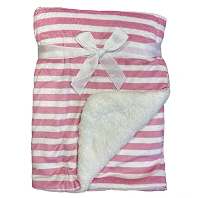 Image of E&amp;A Distribution Limited Baby blanket for Newborn Soft Warm Fleece 75x100cm Pram cot moses bed car seat Stripes Pink Girl