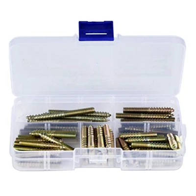 Image of Dowel Screws, 80 pcs M5 Woodworking Furniture Connector Double Ended Screw Hanger Bolt, for Fixing Balustrading