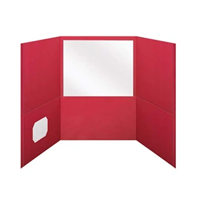 Image of Pendaflex Oxford Tri Fold Pocket Folders, Letter Size, Red, Interior Business Card Holder, 20 Per Box (59811) 2
