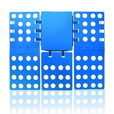 Image of T Shirt Clothes Folder Folding Board Flip Fold Laundry Organizer Easy and Fast for Kid Adult To Blue