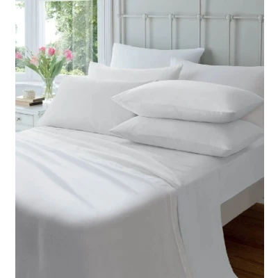 Image of Olivia Rocco Plain Dyed Flannelette Fitted Sheet, 160 GSM 100% Pure Cotton Bed Sheet (Pillowcases, White)