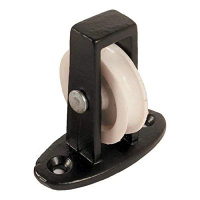 Image of 38mm no.264 Upright Cast Pulley Nylon Wheel Across the Plate 1 Each Black Finish