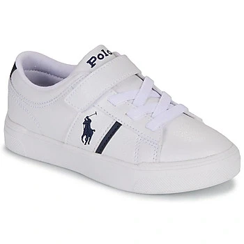 Image of Polo Ralph Lauren Frazier Unisex Trainers for kids, Size: 11.5K, White/navy Pu