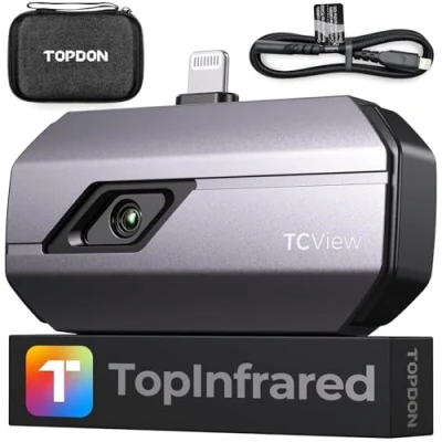 Image of TOPDON Thermal Camera TC002 for iOS, 256x192 Resolution Imaging with Lightning Port, 20 550℃, Video Recording, iPhone &amp; iPad Available, House maintenance, Leak Inspection