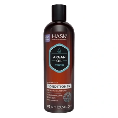 Image of HASK Argan Oil Conditioner, Repairing for all hair types, colour safe, and cruelty free 1 355mL Bottle