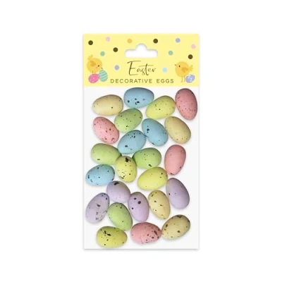 Image of Eurowrap Pack of 24 Easter Decorative Eggs Bonnet Decorating Accessory Kids Decorations Basket Filler Egg DIY Craft Set