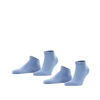 Image of FALKE Men&#039;s Happy 2 Pack M SN Cotton Low Cut Plain Pairs Trainer Socks, Blue (Light Denim 6660), 5.5 8