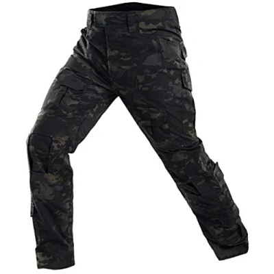 Image of FENG Men&#039;s Military Tactical Camouflage Trousers Adventure Pants Outdoor Multi Pocket Breathable Waterproof Hunting Trousers, mens, CP Black, 32 (EU)