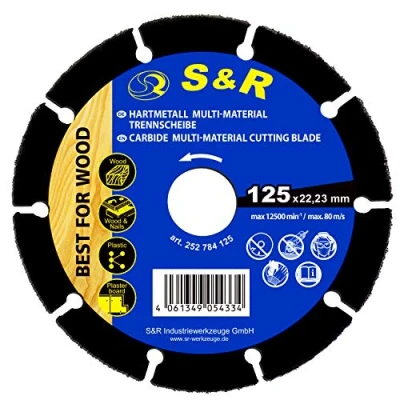 Image of S&amp;R Professional carbide cutting disc 125 * 22,2 mm multi material for wood, nails, plastic and plasterboard