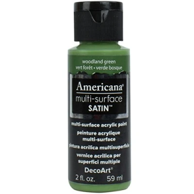 Image of DecoArt Americana Multi Surface Satin Bottle Paint, Acrylic, Woodland Green, 3 x 7 cm