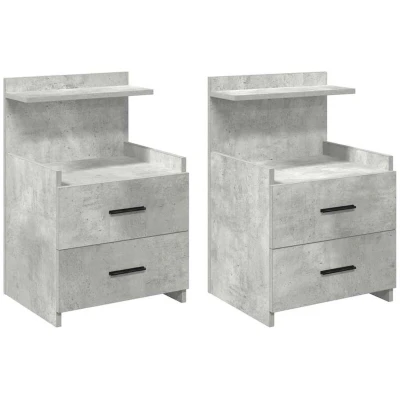 Image of vidaXL Bedside Cabinets 2 pcs with Drawers Concrete Grey 40x36.5x62 cm