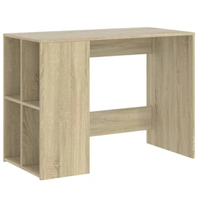Image of vidaXL Modern Engineered Wood Desk Sonoma Oak Finish, 102x50x75 cm Ample Storage &amp; Sturdy Design