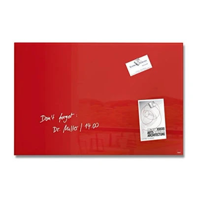 Image of SIGEL GL122 Premium Glass magnetic Board, glossy surface, 60 x 40 cm, easy mounting, Red Artverum