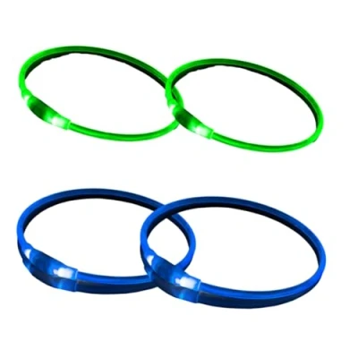 Image of 4 PCS LED Dog Collar, USB Rechargeable Flashing Collar for Night Safety, Adjustable, Waterproof, Bright Illuminated Dogs, One Size Fits All, Green + Blue