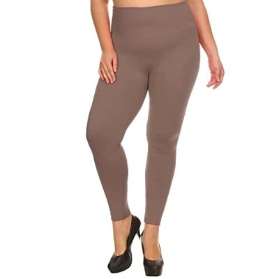 Image of Want Clothing Ladies Plus Size Stretch FIT HIGH Waist Warm Winter Fleece Lined Leggings Black Charcoal Mocha Khaki Navy Wine Rust 2XL 5XL (Mocha 4XL 5XL)