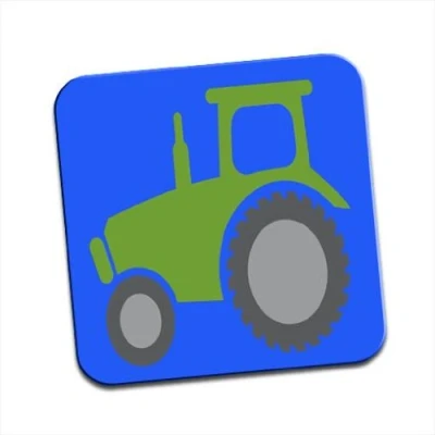 Image of Green Tractor With Huge Wheels Single Coaster