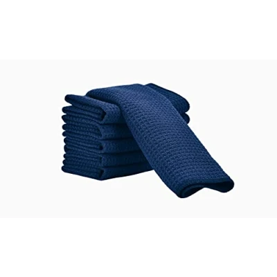 Image of Aniease Dish Drying Towels, Microfiber Kitchen Towel Super Absorbent Fast Waffle Weave Dishcloths, Set of 6 Cleaning Cloths Bar (Navy Blue, 30CMx30CM)
