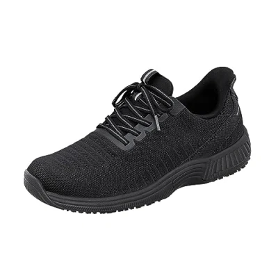 Image of Orthofeet Women&#039;s Orthopedic Knit Kita Hands Free Sneakers, All Black, 4.5 UK