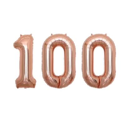 Image of Rose Gold Number 100 Foil Balloon, 101cm