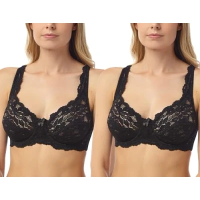 Image of 2 Pack Undercover Full Cup Lace Underwired Bra BR26 Black 38B
