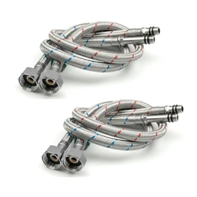 Image of Xcel Home 4X M10 x1/2 Flexible Tap Connectors (500mm) 10 Lengths 2 Pairs of BSP Kitchen/Basin Monobloc Mixer Flexi Pipe Tails Braided Stainless Steel
